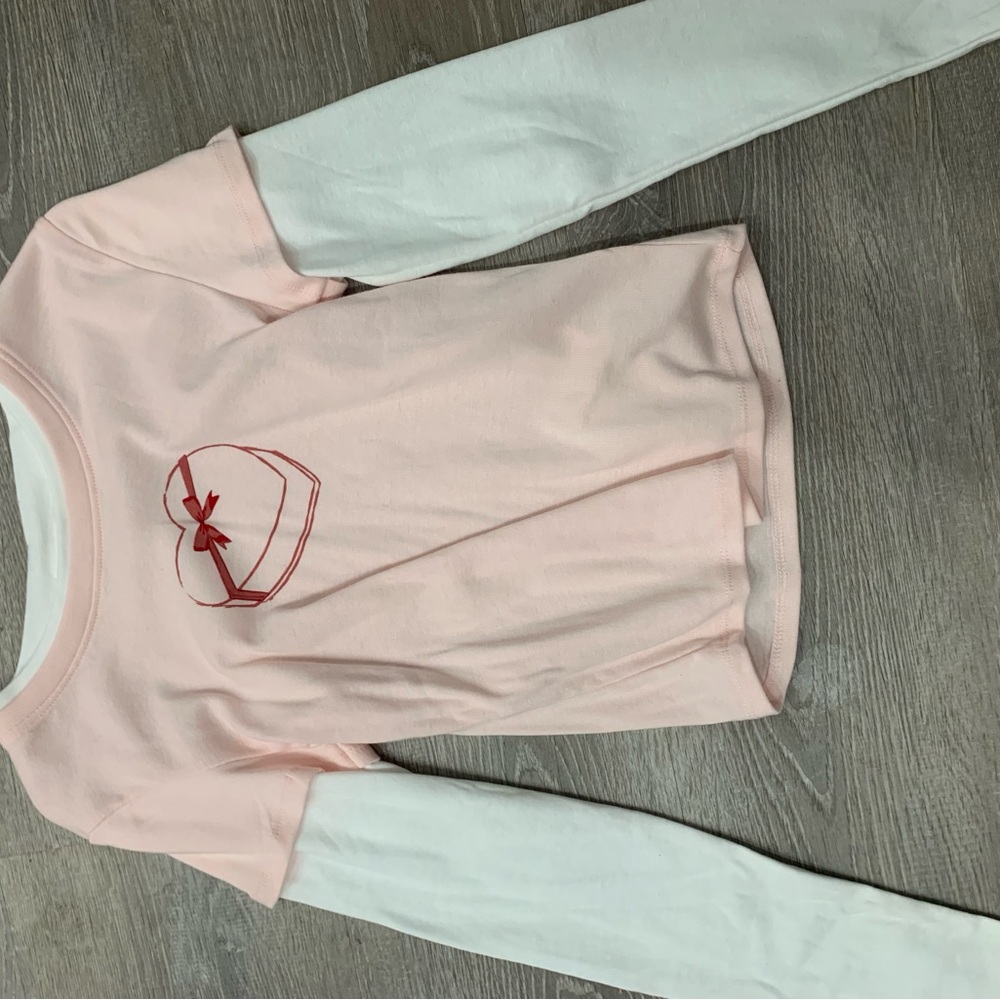 Pink and White Long Sleeve Tee with Sporty Design